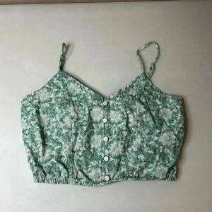 AEO American Eagle Outfitters Green Printed Crop Cami Top XS